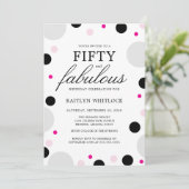 Modern Pink Black Bold Script 50th Birthday Party Einladung (Stehend Vorderseite)