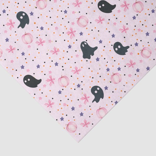 Modern Pink Black Cute Halloween Boo Ghost Seidenpapier (Ausschnitt)