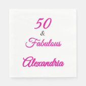 Modern Pink Black Fifty & Fabulous Bold Napkin Serviette (Vorderseite)