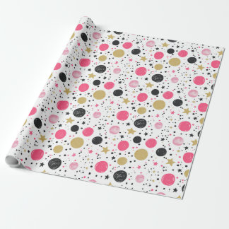 Modern Pink Black Gold Christmas Wrapping Paper Geschenkpapier