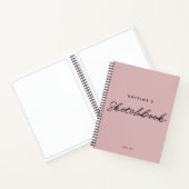 Modern Pink Black Minimalistisch Script Sketchbook Notizblock (Innenseite)