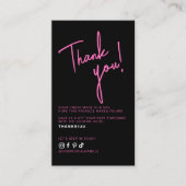 Modern pink black order thank you QR code Visitenkarte (Vorderseite)