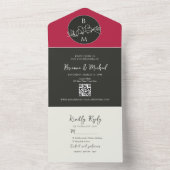 Modern Pink Black Photo Wedding All In One Einladung (Innen Boden)