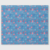Modern Pink Blue Christmas Tree Muster Geschenkpapier (Flach)