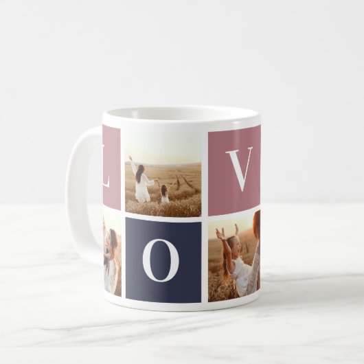 Modern Pink Blue Custom Foto Mutter Tochter Tasse (Vorderseite Links)