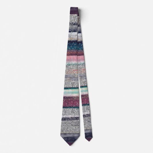 Modern Pink Blue Gold Glitzer Pinselstriche Farbe Krawatte (Vorderseite)