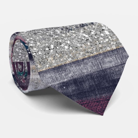 Modern Pink Blue Gold Glitzer Pinselstriche Farbe Krawatte (Gerollt)