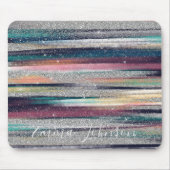 Modern Pink Blue Gold Glitzer Pinselstriche Farbe  Mousepad (Vorne)
