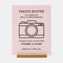 Modern Pink Blush Camera Wedding Photo Booth Acrylschild