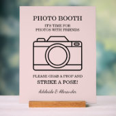 Modern Pink Blush Camera Wedding Photo Booth Acrylschild (Neutral)