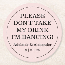 Modern Pink Blush Drink Cover Wedding Runder Pappuntersetzer