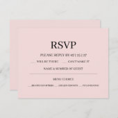 Modern Pink Blush Wedding RSVP Karte (Vorne/Hinten)