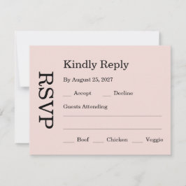 Modern Pink Blush wedding RSVP Karte