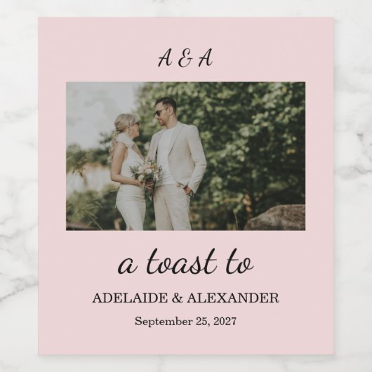 Modern Pink Blush Wedding Weinetikett (Einzelnes Label)