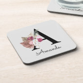 Modern Pink Boho Girly Floral Getränkeuntersetzer (Linke Seite)