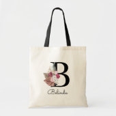 Modern Pink Boho Girly Floral Initial B Tragetasche (Vorne)