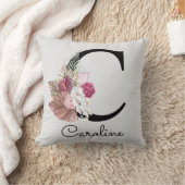 Modern Pink Boho Girly Floral Initial C Kissen (Decke)