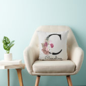 Modern Pink Boho Girly Floral Initial C Kissen (Stuhl )