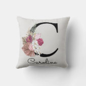 Modern Pink Boho Girly Floral Initial C Kissen (Rückseite)