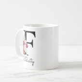 Modern Pink Boho Girly Floral Initial F Kaffeetasse (Vorderseite Links)