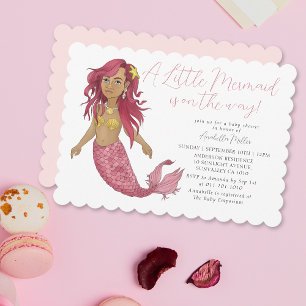 Modern Pink Boho Mermaid Girl Baby Dusche Einladung