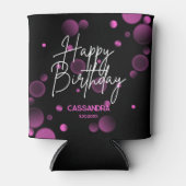 Modern Pink Bokeh Gradient Black Happy Geburtstag Dosenkühler (Vorderseite)