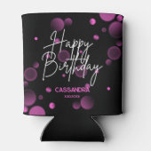 Modern Pink Bokeh Gradient Black Happy Geburtstag Dosenkühler (Rückseite)