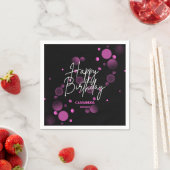 Modern Pink Bokeh Gradient Black Happy Geburtstag Serviette (Beispiel)