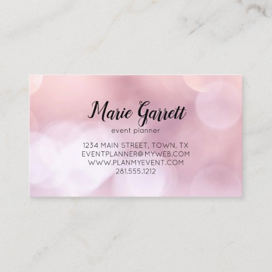 Modern Pink Bokeh Visitenkarte (Rückseite)