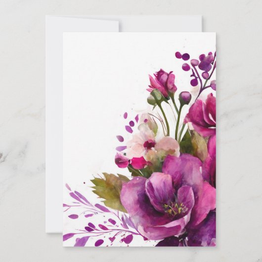 Modern Pink Bold Magenta Floral Boho Wedding Einladung (Rückseite)