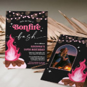 Modern Pink Bonfire Einladung - Bonfire Bash