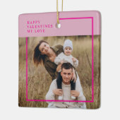 Modern Pink Border Photo Valentine’s Day Keramikornament (Links)