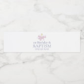 Modern Pink Bow 1. Geburtstag und Taufe Wasserflaschenetikett (Einzelnes Label)