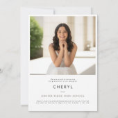 Modern Pink Bow 2 Photo Graduation Announcement Einladung (Rückseite)