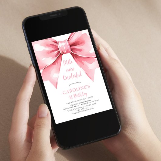 Modern Pink Bow Baby Girl Erstgeburt Einladung