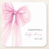 Modern Pink Bow Baby Shower  Rechteckiger Pappuntersetzer (Vorderseite)