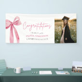Modern Pink Bow Coquette Abschluss Gratulation Banner (Messe)