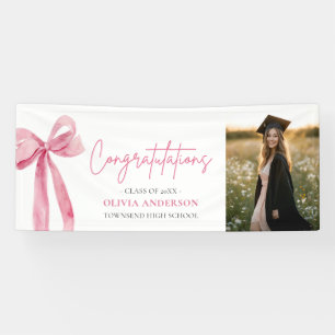 Modern Pink Bow Coquette Abschluss Gratulation Banner