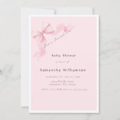 Modern Pink Bow Coquette Baby Shower Einladung (Vorderseite)