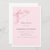Modern Pink Bow Coquette Baby Shower Einladung (Vorne/Hinten)