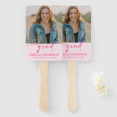 Modern Pink Bow Graduation Class of 2026 Photo Fächer (Vorne und Hinten)