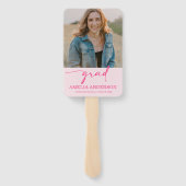 Modern Pink Bow Graduation Class of 2026 Photo Fächer (Rückseite)