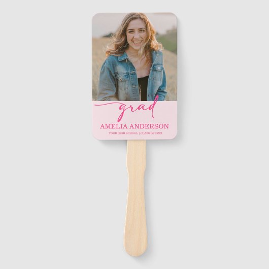 Modern Pink Bow Graduation Class of 2026 Photo Fächer (Vorderseite)