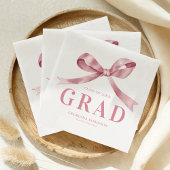 Modern Pink Bow Graduation Party Serviette