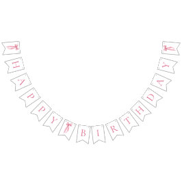 Modern Pink Bow Happy Birthday Bunting Banner