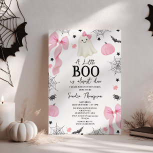 Modern Pink Bow Little Boo Fast Due Baby Dusche Einladung
