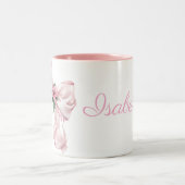 Modern Pink Bow poinsettia Christmas Name Zweifarbige Tasse (Mittel)