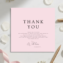 Modern Pink Bridal Shower Thank You Card Einladung