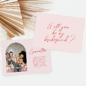 Modern Pink Bridesmaid Vorschlag Card mit Foto Einladung