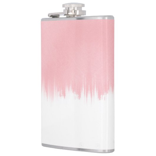 Modern Pink Brush strokes white Design Flachmann (Links)
